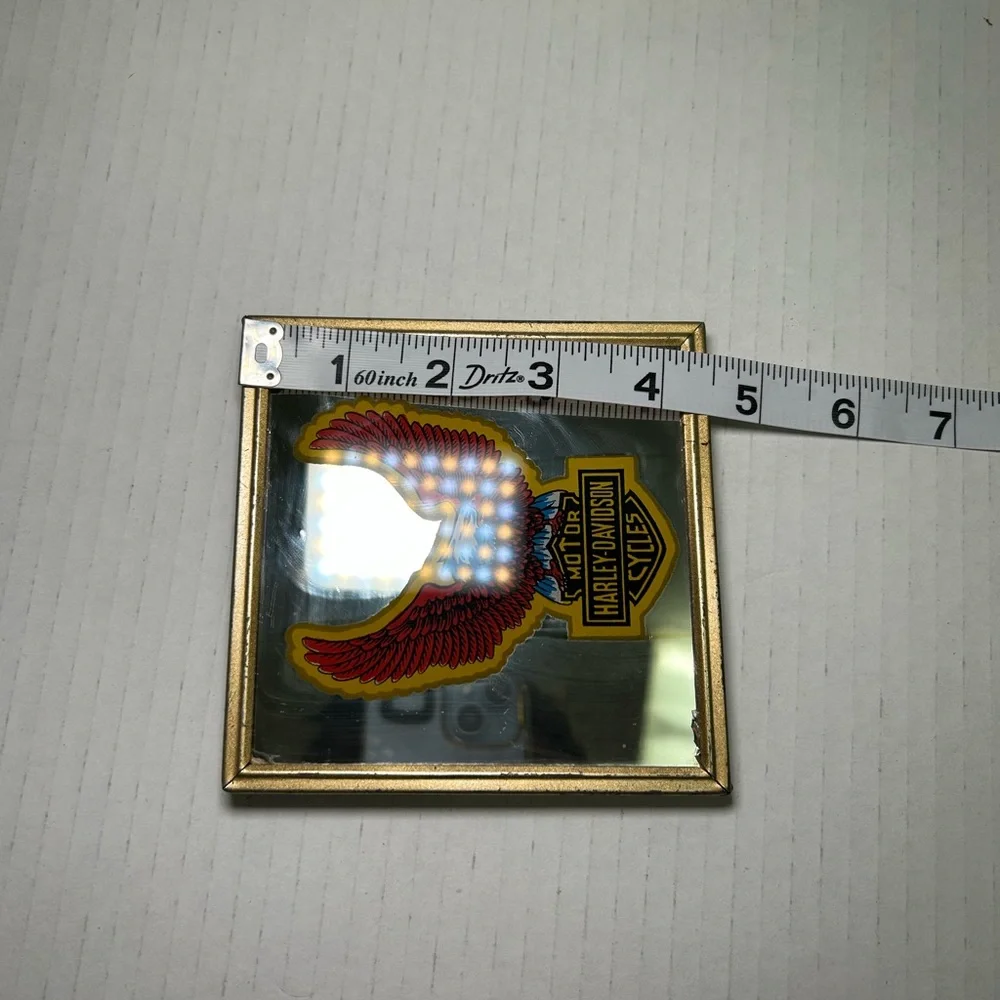 Rare Vtg 80s Harley Davidson Motorcycle Mirror Framed Bar Mancave Wall Art
